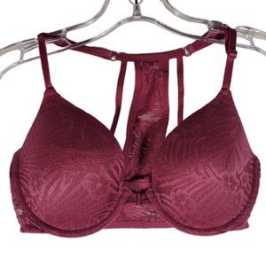PINK Victoria's Secret Lightly Lined Front Closure Underwire Plunge T-back 32D